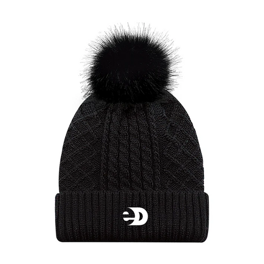 Polyester Satin Lining Cuff Pom Toque
