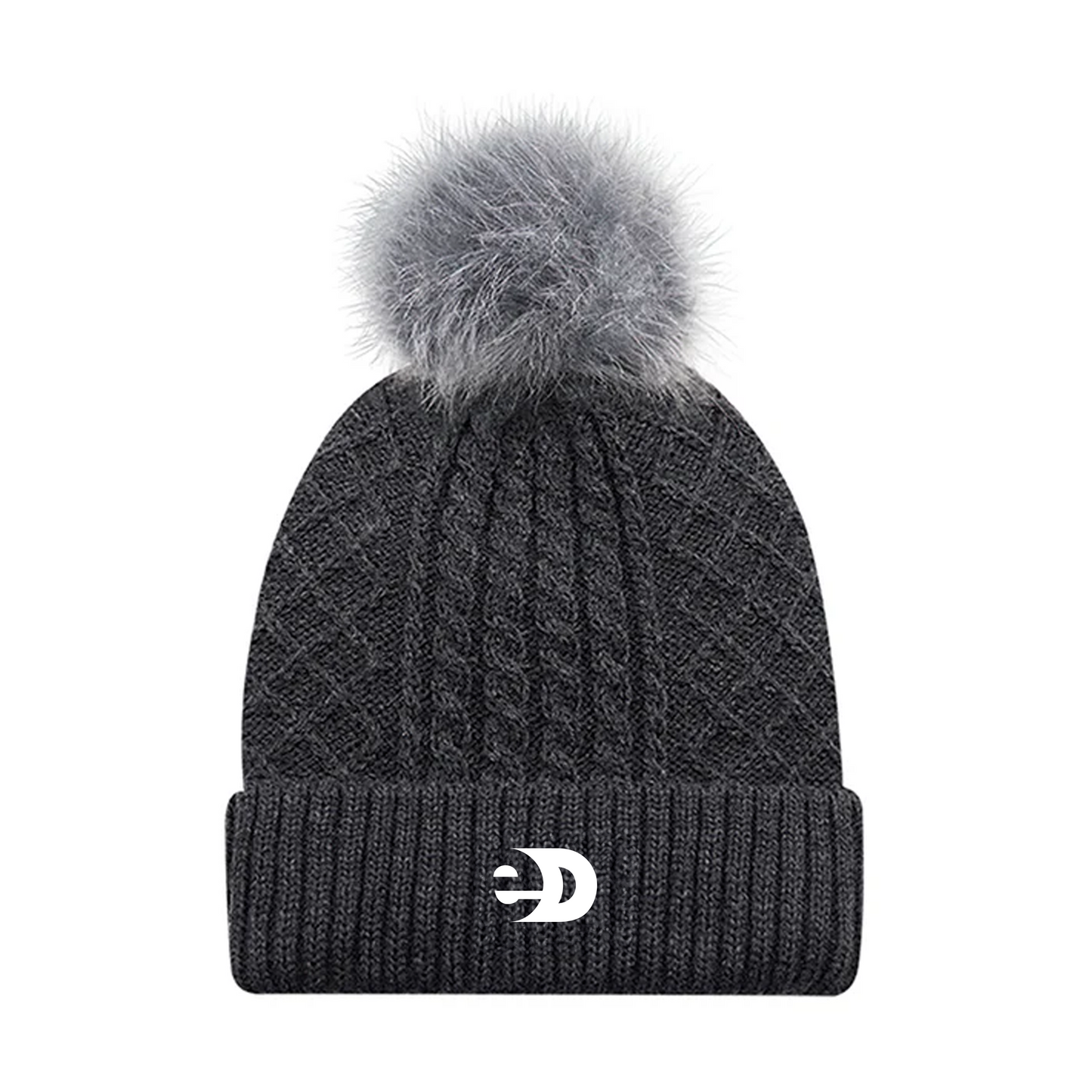 Polyester Satin Lining Cuff Pom Toque